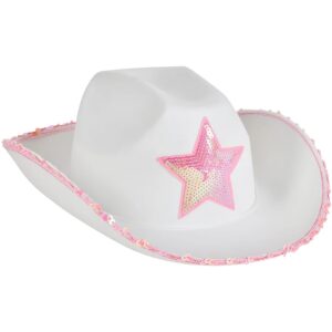 White Cowgirl Hat Pink Star