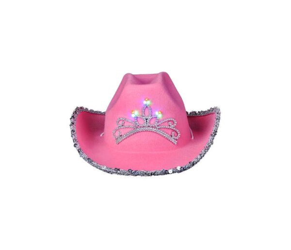 Pink Cowboy Hat with Blinking Tiara - Image 5