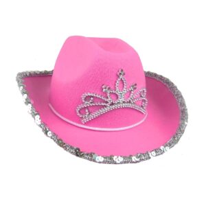 Pink Cowboy Hat with Blinking Tiara