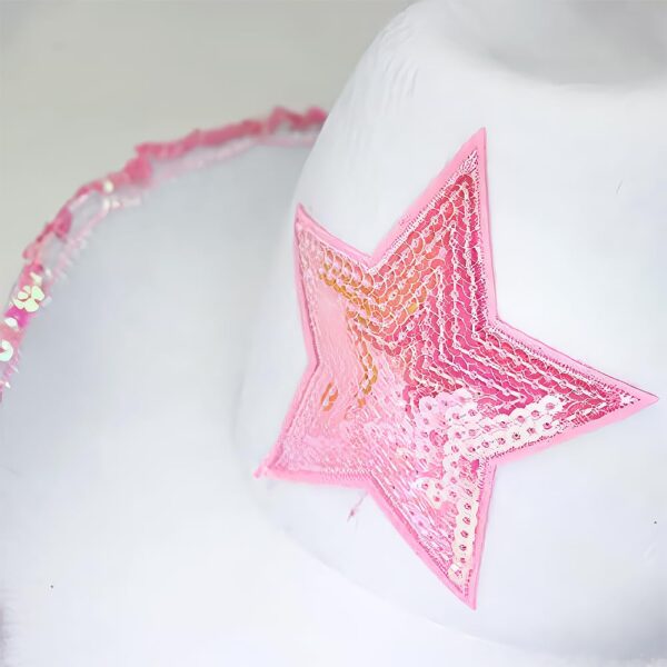 White Cowgirl Hat Pink Star - Image 2