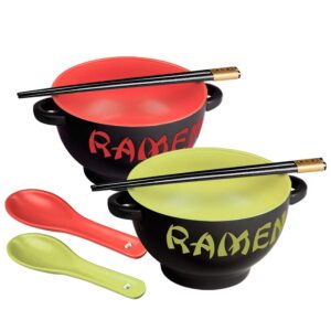 Japanese Ceramic Ramen Bowl Set